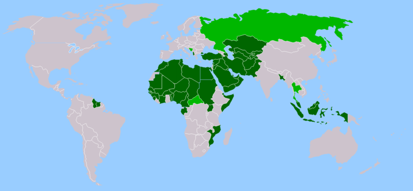 Karte der Mitgliedsstatten der Organisation der Islamischen Konferenz