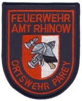 Abzeichen Freiwillige Feuerwehr Amt Rhinow - OF Parey in rot
