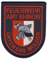 Abzeichen Freiwillige Feuerwehr Amt Rhinow - OF Wolsier in rot