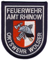 Abzeichen Freiwillige Feuerwehr Amt Rhinow - OF Wolsier in silber