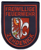 Abzeichen Freiwillige Feuerwehr Zehdenick in rot