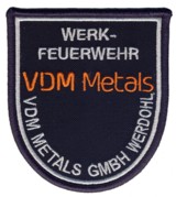 Abzeichen Werkfeuerwehr VDM Metals / Werdohl