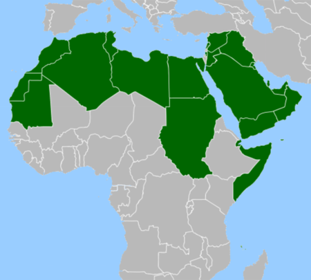 Karte der Staaten der Arabischen Liga