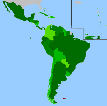 Karte der Gemeinschaft der Lateinamerikanischen und Karibischen Staaten