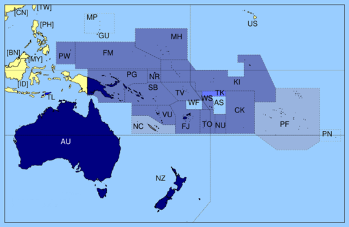 Karte der Mitgliedsstaaten des Pacific Island Forum