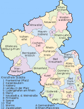 Landkreise Rheinland-Pfalz Karte