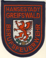 Abzeichen Berufsfeuerwehr Hansestadt Greifswald  in rot
