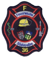 Abzeichen Berufsfeuerwehr Hamburg / Wache 36 -Süderelbe