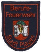 Abzeichen Berufsfeuerwehr Plauen in rot