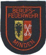 Abzeichen Berufsfeuerwehr Minden in rot