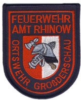 Abzeichen Freiwillige Feuerwehr Amt Rhinow - OF Großderschau in rot