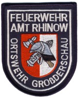 Abzeichen Freiwillige Feuerwehr Amt Rhinow - OF Groderschau in silber