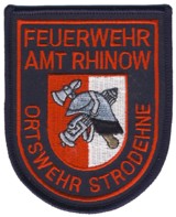 Abzeichen Freiwillige Feuerwehr Amt Rhinow - OF Strodehne in rot