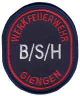 Abzeichen Werkfeuerwehr Bosch und Siemens Haushaltsgerte in rot / Giengen