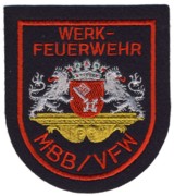 Abzeichen Werkfeuerwehr Messerschmidt-Bölkow-Blohm / Vereinigte Flugtechnische Werke / Bremen in rot