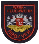 Abzeichen Werkfeuerwehr Messerschmidt-Blkow-Blohm / Vereinigte Flugtechnische Werke / Bremen in rot