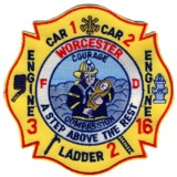Abzeichen Fire Department Worcester / Car 1+2 / Engine 3+16 / Ladder 2